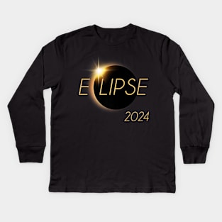 America Totality 04 08 24 Total Solar Eclipse 2024 Kids Long Sleeve T-Shirt